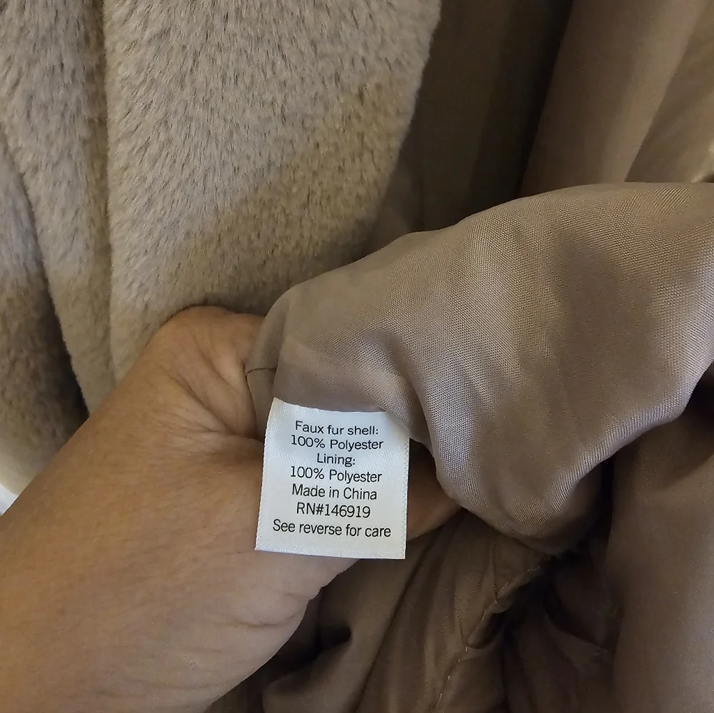 New Nine West Beige Faux Fur Coat Sz 3X